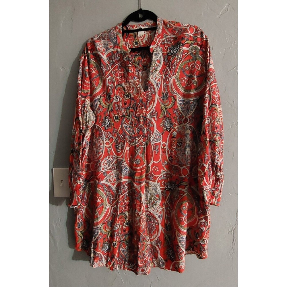 HM Tops Tunic Womens Size 6,Long Sleeve  100% Viscose, 21.5 Inch Of Armp To Armp